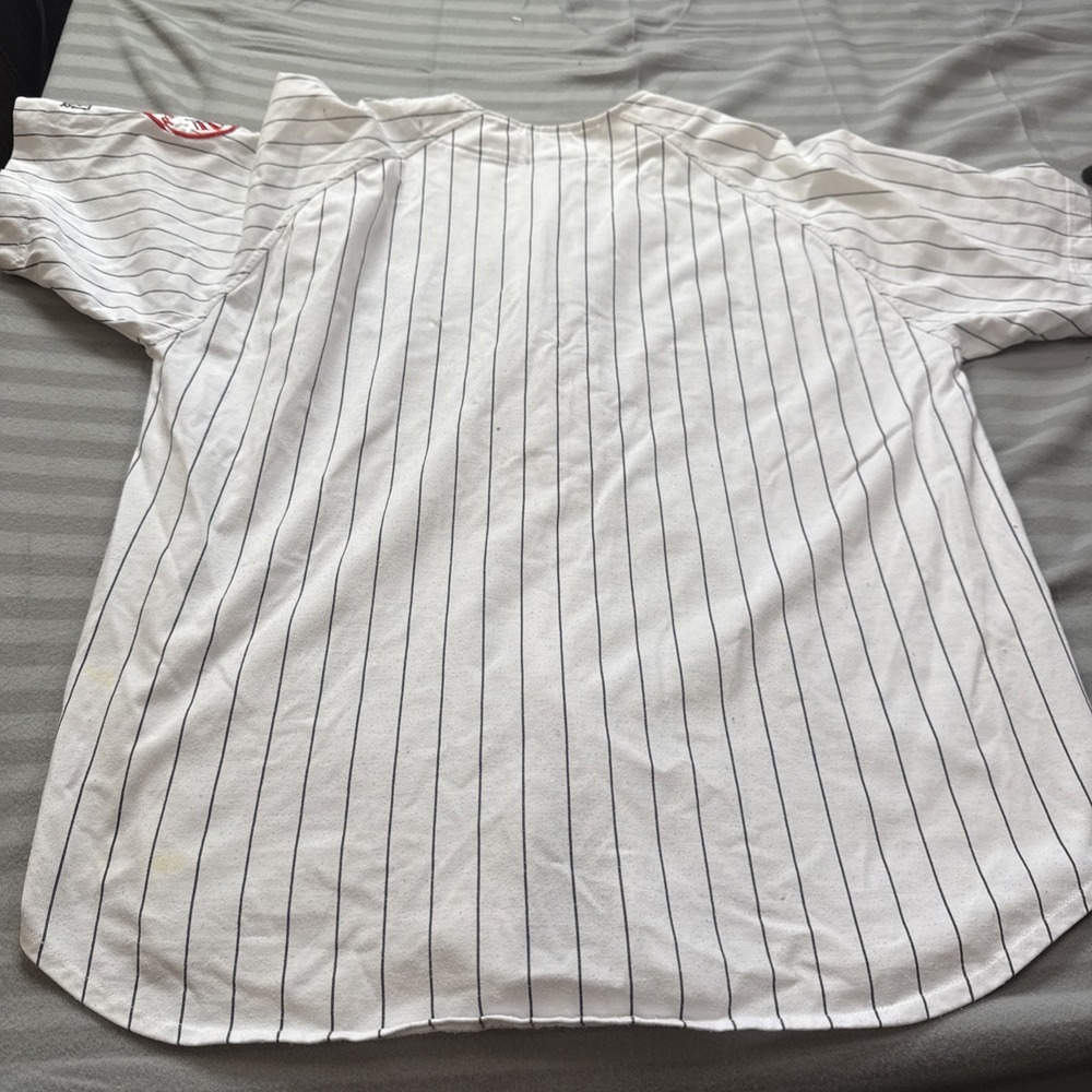 Vintage STARTER New York Yankees Pinstripe Baseball Jersey Mens XL Fair Con READ - Picture 16 of 16